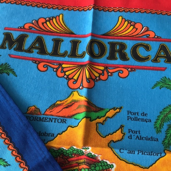 🌻4/$20 Vintage Linen Souvenir Mallorca Tea Towels Napkins Set New - Picture 2 of 8